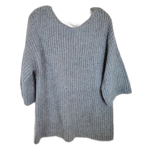Loft Outlet Women's Sweater Large Gray Oversized Chunky 3/4 Sleeve - Picture 1 of 4